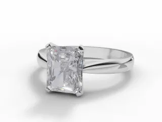 Diamond Solitaire Engagement Ring Plain Polish Band Certified Radiant-Cut Diamond 100% Recycled, Hallmarked Platinum