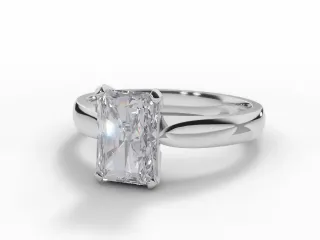 Diamond Solitaire Engagement Ring Plain Polish Band Certified Radiant-Cut Diamond 100% Recycled, Hallmarked Platinum