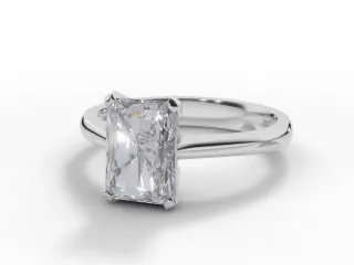 Diamond Solitaire Engagement Ring Plain Polish Band Certified Radiant-Cut Diamond 100% Recycled, Hallmarked Platinum