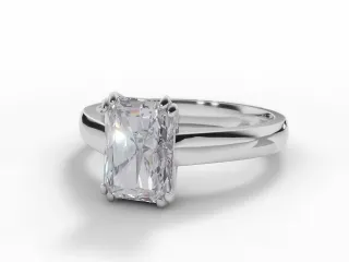 Diamond Solitaire Engagement Ring Plain Polish Band Certified Radiant-Cut Diamond 100% Recycled, Hallmarked Platinum