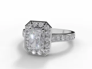 Diamond Halo Engagement Ring Grain-Set Diamond Band Certified Radiant-Cut Diamond 100% Recycled, Hallmarked Platinum