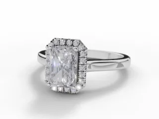 Diamond Halo Engagement Ring Plain Polish Band Certified Radiant-Cut Diamond 100% Recycled, Hallmarked Platinum