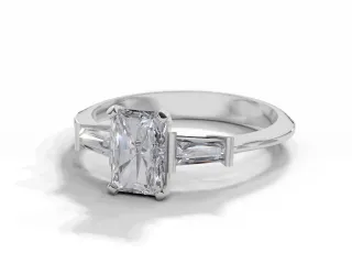 Diamond-Set Shoulder Engagement Ring Plain Polish Band Certified Radiant-Cut Diamond 100% Recycled, Hallmarked Platinum