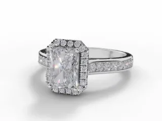 Diamond Halo Engagement Ring Grain-Set Diamond Band Certified Radiant-Cut Diamond 100% Recycled, Hallmarked Platinum