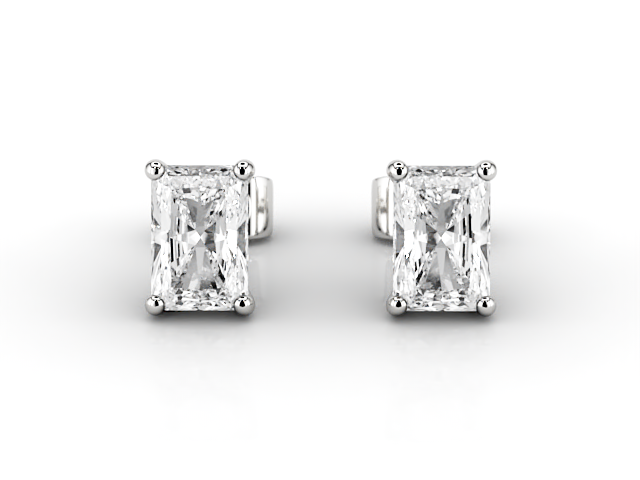 4-Claw Earrings Certified  Radiant-Cut Diamonds 100% Recycled, Hallmarked 18ct. White Gold