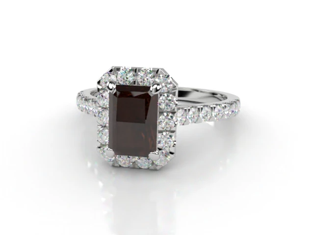 Chocolate Quartz & Diamond Engagement Ring Micro Pavé Diamond-Set Band Radiant-Cut Coloured Stone 100% Recycled, Hallmarked Platinum