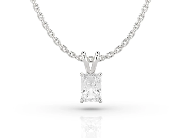 Claw-Set Diamond Pendant Certified  Radiant-Cut Diamond 100% Recycled, Hallmarked Platinum