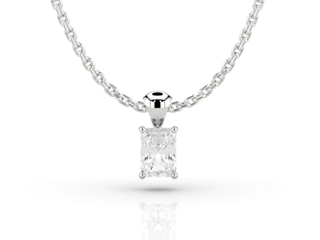 Claw-Set Diamond Pendant Diamond Pendant Certified  Radiant-Cut Diamond 100% Recycled, Hallmarked Platinum