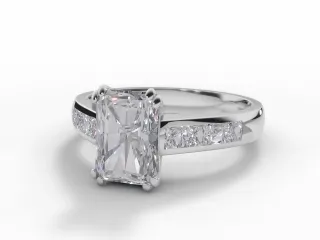 Diamond Solitaire Engagement Ring Plain Polish Band Certified Radiant-Cut Diamond 100% Recycled, Hallmarked 18ct. White Gold