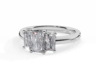 Diamond 3 Stone Engagement Ring Diamond-Set Band Certified Radiant-Cut Diamond 100% Recycled, Hallmarked 18ct. White Gold