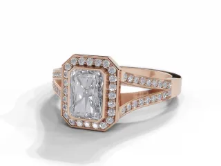 Diamond Halo Engagement Ring Grain-Set Diamond Band Certified Radiant-Cut Diamond 100% Recycled, Hallmarked 18ct. Rose Gold