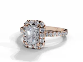 Diamond Halo Engagement Ring Micro Pavé Diamond-Set Band Certified Radiant-Cut Diamond 100% Recycled, Hallmarked 18ct. Rose Gold