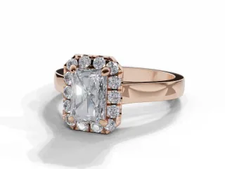 Diamond Halo Engagement Ring Plain Polish Band Certified Radiant-Cut Diamond 100% Recycled, Hallmarked 18ct. Rose Gold