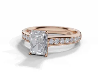 Diamond-Set Band Engagement Ring Grain-Set Diamond Band Certified Radiant-Cut Diamond 100% Recycled, Hallmarked 18ct. Rose Gold