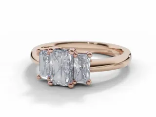 Diamond 3 Stone Engagement Ring Diamond-Set Band Certified Radiant-Cut Diamond 100% Recycled, Hallmarked 18ct. Rose Gold