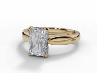 Diamond Solitaire Engagement Ring Diamond-Set Band Certified Radiant-Cut Diamond 100% Recycled, Hallmarked 18ct. Yellow Gold