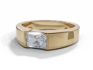 Diamond Solitaire Engagement Ring Plain Polish Band Certified Radiant-Cut Diamond 100% Recycled, Hallmarked 18ct. Yellow Gold