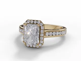 Diamond Halo Engagement Ring Channel-Set Diamond Band Certified Radiant-Cut Diamond 100% Recycled, Hallmarked 18ct. Yellow Gold