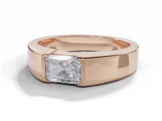 Diamond Solitaire Engagement Ring Plain Polish Band Certified Radiant-Cut Diamond 100% Recycled, Hallmarked 18ct. Rose Gold