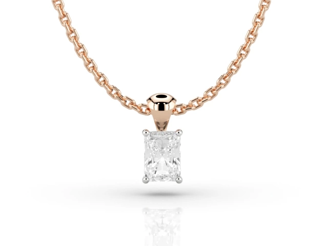 Claw-Set Diamond Pendant Diamond Pendant Certified  Radiant-Cut Diamond 100% Recycled, Hallmarked 18ct. Rose Gold