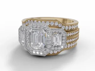 Diamond Jacket Engagement Ring Diamond-Set Bands Certified Radiant-Cut Diamond 100% Recycled, Hallmarked 18ct. Yellow Gold