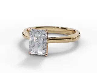 Diamond Solitaire Engagement Ring Plain Polish Band Certified Radiant-Cut Diamond 100% Recycled, Hallmarked 18ct. Yellow Gold