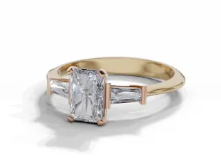 Diamond-Set Shoulder Engagement Ring Plain Polish Band Certified Radiant-Cut Diamond 100% Recycled, Hallmarked 18ct. Yellow Gold