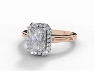 Diamond Halo Engagement Ring Plain Polish Band Certified Radiant-Cut Diamond 100% Recycled, Hallmarked 18ct. Rose Gold