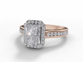 Diamond Halo Engagement Ring Channel-Set Diamond Band Certified Radiant-Cut Diamond 100% Recycled, Hallmarked 18ct. Rose Gold