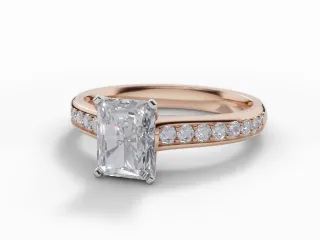 Diamond-Set Band Engagement Ring Grain-Set Diamond Band Certified Radiant-Cut Diamond 100% Recycled, Hallmarked 18ct. Rose Gold