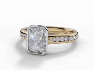 Diamond-Set Band Engagement Ring Channel-Set Diamond Band Certified Radiant-Cut Diamond 100% Recycled, Hallmarked Platinum and 18ct. Yellow Gold