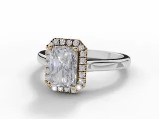 Diamond Halo Engagement Ring Plain Polish Band Certified Radiant-Cut Diamond 100% Recycled, Hallmarked Platinum