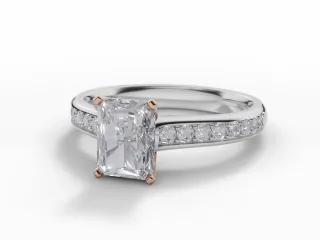 Diamond-Set Band Engagement Ring Grain-Set Diamond Band Certified Radiant-Cut Diamond 100% Recycled, Hallmarked Platinum and 18ct. Yellow Gold