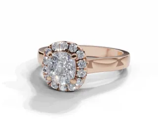 Diamond Halo Engagement Ring Micro Pavé Diamond-Set Band Certified Cushion-Cut Diamond 100% Recycled, Hallmarked 18ct. Rose Gold