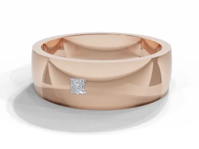 <strong>LUXURY</strong><br />6.0mm. Wide<br />Single Diamond Wedding Ring<br /> Princess-Cut Diamond<br />100% Recycled, Hallmarked 18ct. Rose Gold <strong>LUXURY</strong><br />6.0mm. Wide<br />Single Diamond Wedding Ring<br /> Princess-Cut Diamond<br />100% Recycled, Hallmarked 18ct. Rose Gold