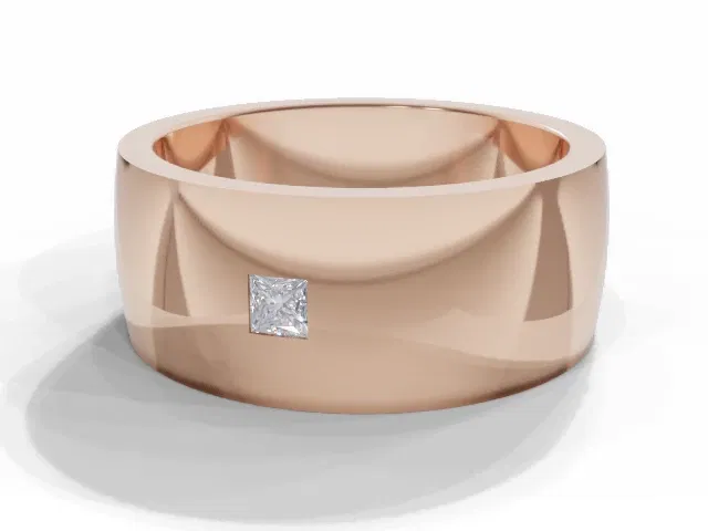 <strong>LUXURY</strong><br />8.0mm. Wide<br />Single Diamond Wedding Ring<br /> Princess-Cut Diamond<br />100% Recycled, Hallmarked 18ct. Rose Gold <strong>LUXURY</strong><br />8.0mm. Wide<br />Single Diamond Wedding Ring<br /> Princess-Cut Diamond<br />100% Recycled, Hallmarked 18ct. Rose Gold
