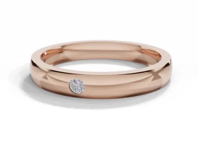 <strong>LUXURY</strong><br />3.0mm. Wide<br />Single Diamond Wedding Ring<br /> Round Diamond<br />100% Recycled, Hallmarked 18ct. Rose Gold <strong>LUXURY</strong><br />3.0mm. Wide<br />Single Diamond Wedding Ring<br /> Round Diamond<br />100% Recycled, Hallmarked 18ct. Rose Gold
