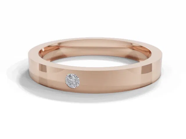 <strong>LUXURY</strong><br />3.0mm. Wide<br />Single Diamond Wedding Ring<br /> Round Diamond<br />100% Recycled, Hallmarked 18ct. Rose Gold <strong>LUXURY</strong><br />3.0mm. Wide<br />Single Diamond Wedding Ring<br /> Round Diamond<br />100% Recycled, Hallmarked 18ct. Rose Gold