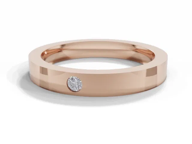 <strong>PREMIERE</strong><br />3.0mm. Wide<br />Single Diamond Wedding Ring<br /> Round Diamond<br />100% Recycled, Hallmarked 18ct. Rose Gold <strong>PREMIERE</strong><br />3.0mm. Wide<br />Single Diamond Wedding Ring<br /> Round Diamond<br />100% Recycled, Hallmarked 18ct. Rose Gold