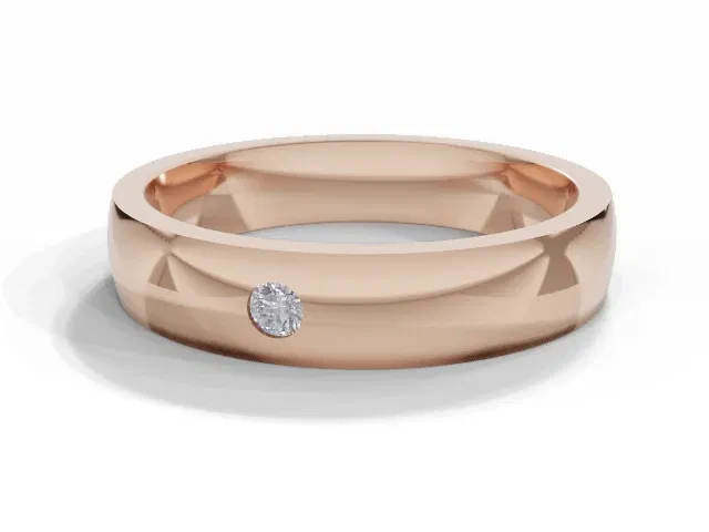 <strong>LUXURY</strong><br />4.0mm. Wide<br />Single Diamond Wedding Ring<br /> Round Diamond<br />100% Recycled, Hallmarked 18ct. Rose Gold <strong>LUXURY</strong><br />4.0mm. Wide<br />Single Diamond Wedding Ring<br /> Round Diamond<br />100% Recycled, Hallmarked 18ct. Rose Gold