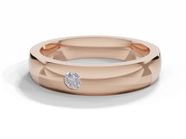 <strong>PREMIERE</strong><br />4.0mm. Wide<br />Single Diamond Wedding Ring<br /> Round Diamond<br />100% Recycled, Hallmarked 18ct. Rose Gold <strong>PREMIERE</strong><br />4.0mm. Wide<br />Single Diamond Wedding Ring<br /> Round Diamond<br />100% Recycled, Hallmarked 18ct. Rose Gold