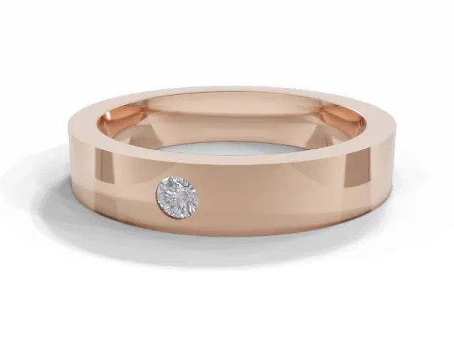 <strong>PREMIERE</strong><br />4.0mm. Wide<br />Single Diamond Wedding Ring<br /> Round Diamond<br />100% Recycled, Hallmarked 18ct. Rose Gold <strong>PREMIERE</strong><br />4.0mm. Wide<br />Single Diamond Wedding Ring<br /> Round Diamond<br />100% Recycled, Hallmarked 18ct. Rose Gold