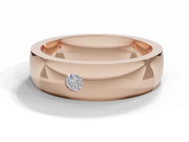 <strong>PREMIERE</strong><br />5.0mm. Wide<br />Single Diamond Wedding Ring<br /> Round Diamond<br />100% Recycled, Hallmarked 18ct. Rose Gold <strong>PREMIERE</strong><br />5.0mm. Wide<br />Single Diamond Wedding Ring<br /> Round Diamond<br />100% Recycled, Hallmarked 18ct. Rose Gold