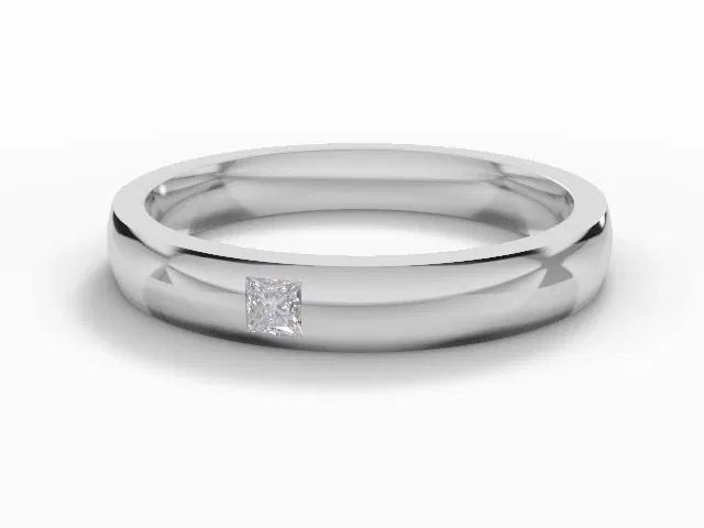 <strong>LUXURY</strong><br />3.0mm. Wide<br />Single Diamond Wedding Ring<br /> Princess-Cut Diamond<br />100% Recycled, Hallmarked 18ct. White Gold <strong>LUXURY</strong><br />3.0mm. Wide<br />Single Diamond Wedding Ring<br /> Princess-Cut Diamond<br />100% Recycled, Hallmarked 18ct. White Gold