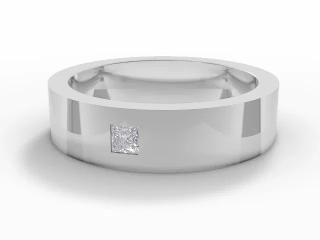 <strong>PREMIERE</strong><br />5.0mm. Wide<br />Single Diamond Wedding Ring<br /> Princess-Cut Diamond<br />100% Recycled, Hallmarked 18ct. White Gold <strong>PREMIERE</strong><br />5.0mm. Wide<br />Single Diamond Wedding Ring<br /> Princess-Cut Diamond<br />100% Recycled, Hallmarked 18ct. White Gold