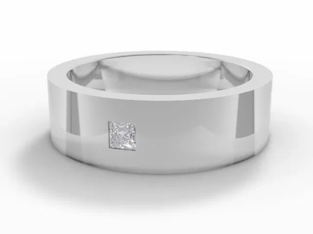 <strong>PREMIERE</strong><br />6.0mm. Wide<br />Single Diamond Wedding Ring<br /> Princess-Cut Diamond<br />100% Recycled, Hallmarked 18ct. White Gold <strong>PREMIERE</strong><br />6.0mm. Wide<br />Single Diamond Wedding Ring<br /> Princess-Cut Diamond<br />100% Recycled, Hallmarked 18ct. White Gold