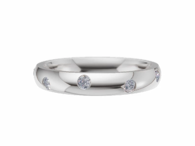 LUXURY 3.0mm. Wide Diamond Scatter Wedding Ring  0.25cts. Round Diamonds 100% Recycled, Hallmarked 18ct. White Gold