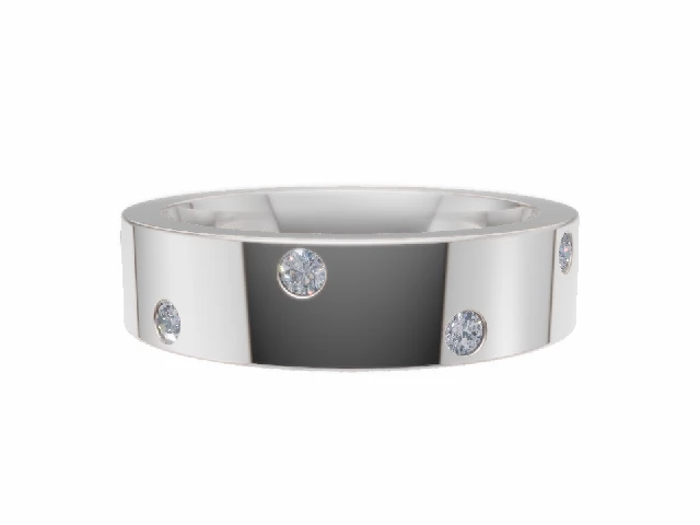 PREMIERE 5.0mm. Wide Diamond Scatter Wedding Ring  0.25cts. Round Diamonds 100% Recycled, Hallmarked 18ct. White Gold