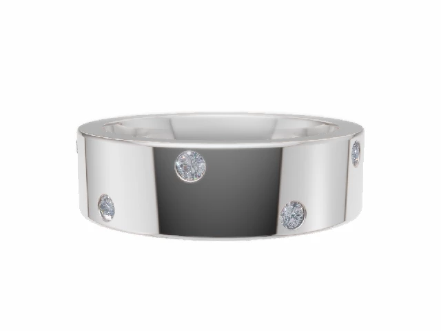 PREMIERE 6.0mm. Wide Diamond Scatter Wedding Ring  0.25cts. Round Diamonds 100% Recycled, Hallmarked 18ct. White Gold