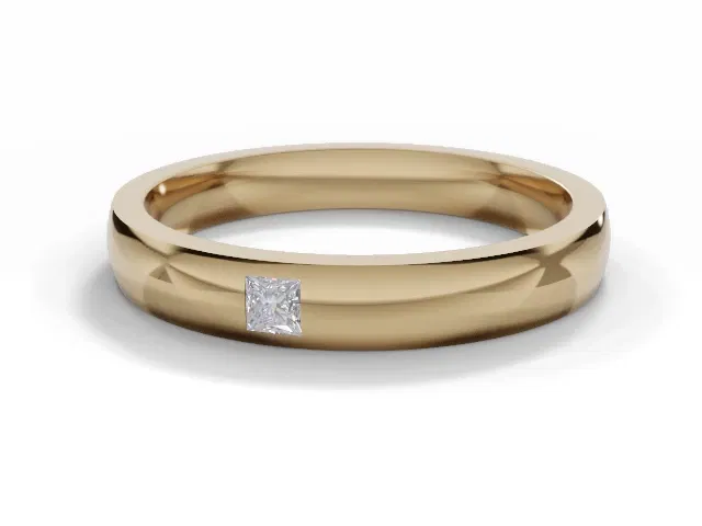 <strong>LUXURY</strong><br />3.0mm. Wide<br />Single Diamond Wedding Ring<br /> Princess-Cut Diamond<br />100% Recycled, Hallmarked 18ct. Yellow Gold <strong>LUXURY</strong><br />3.0mm. Wide<br />Single Diamond Wedding Ring<br /> Princess-Cut Diamond<br />100% Recycled, Hallmarked 18ct. Yellow Gold